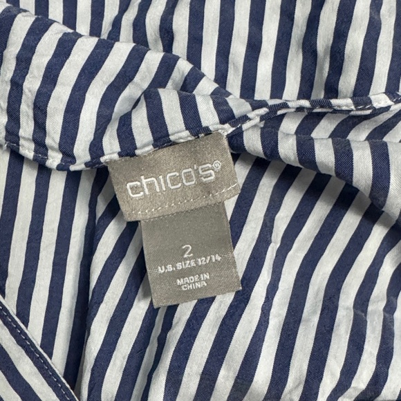 Chico's Women’s Blue/White Striped Blouse Sz 2/M - Picture 2 of 5